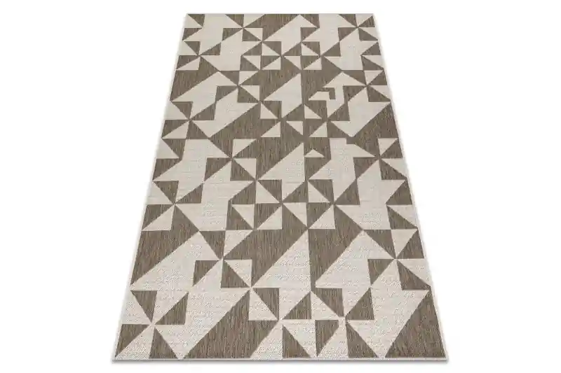 Cenově Výhodný Koberec šňůrkový SIZAL FLOORLUX 20489 champagne / taupe trojúhelníky