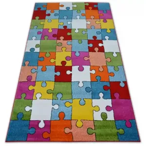 Ověřený Koberec PAINT G4775 - Puzzle krémový / modrý