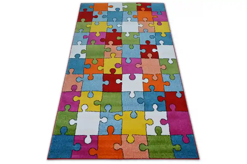 Ověřený Koberec PAINT G4775 - Puzzle krémový / modrý