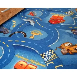 Dětský metrážový koberec DISNEY CARS nebeský Sezónní Sleva