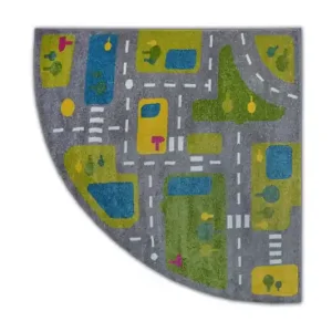 Koberec PAINT čtvrtkruh G4777 - Uličky šedý / krém Jen Po Omezenou Doba