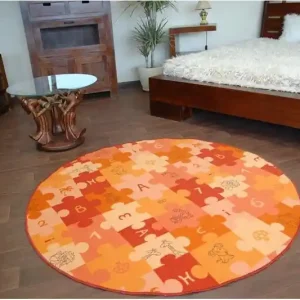 Dětský koberec PUZZLE oranžový kruh Expresní Doručení