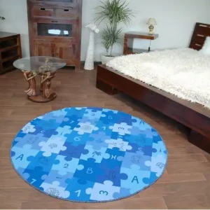 Oblíbený Dětský koberec PUZZLE modrý kruh