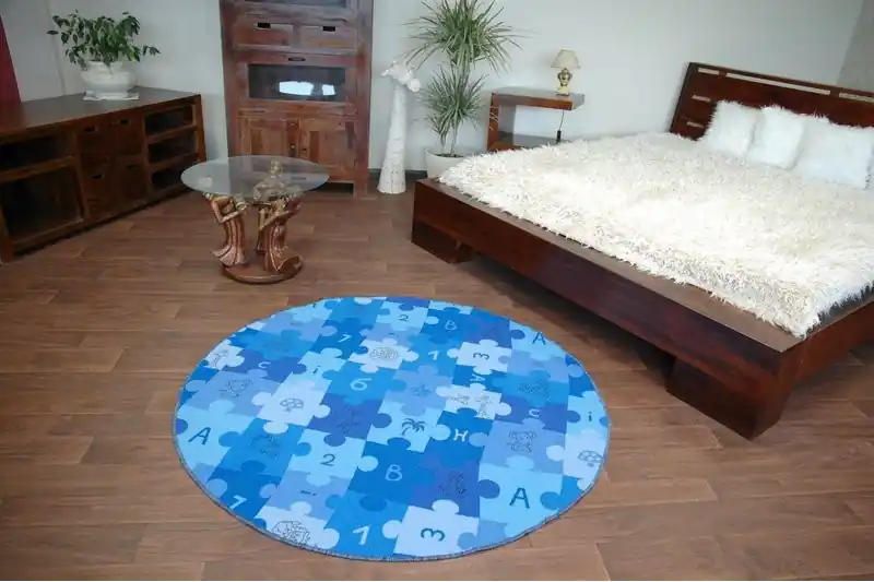 Oblíbený Dětský koberec PUZZLE modrý kruh