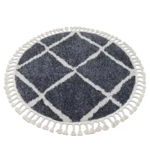 Levný Koberec BERBER CROSS B5950 kruh šedý / bílý Fredzle berber marokánský