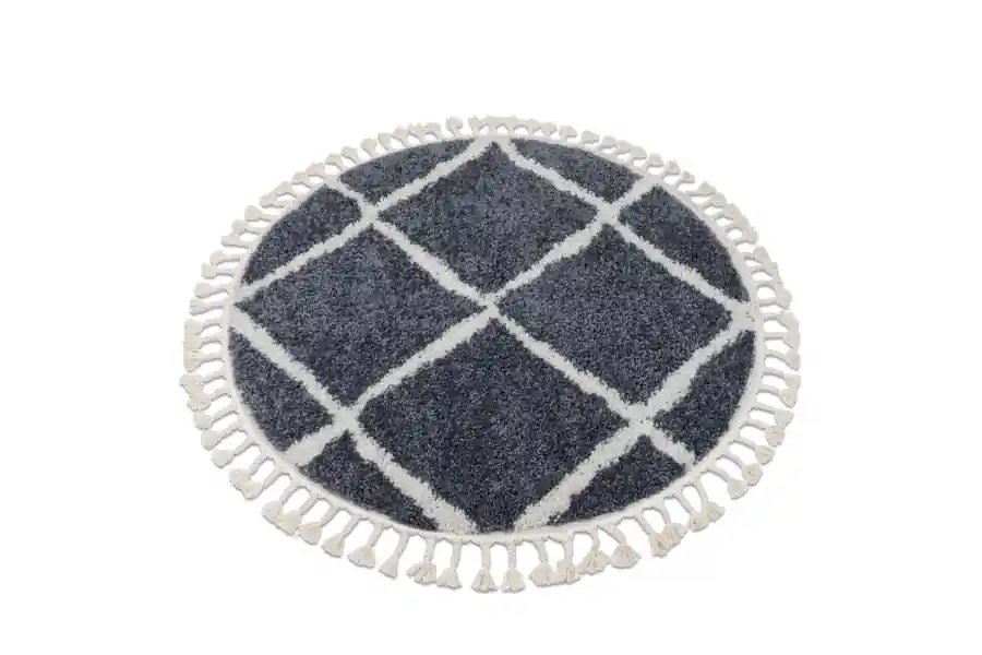 Levný Koberec BERBER CROSS B5950 kruh šedý / bílý Fredzle berber marokánský