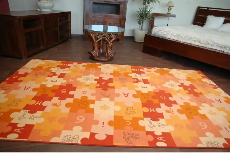 Dětský koberec PUZZLE oranžový Finální Výprodej