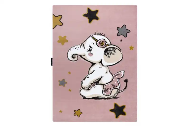 Koberec PETIT ELEPHANT SLONÍK HVĚZDY růžový Vysoce Kvalitní