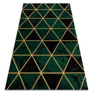 Koupit Online Koberec EMERALD exkluzivní 1020 glamour, styl marmur, trojúhelníky lahvově zelený/zlatý