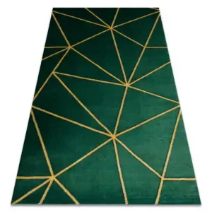 Koberec EMERALD exkluzivní 1013 glamour, styl geometrický lahvově zelený/zlatý Sleva