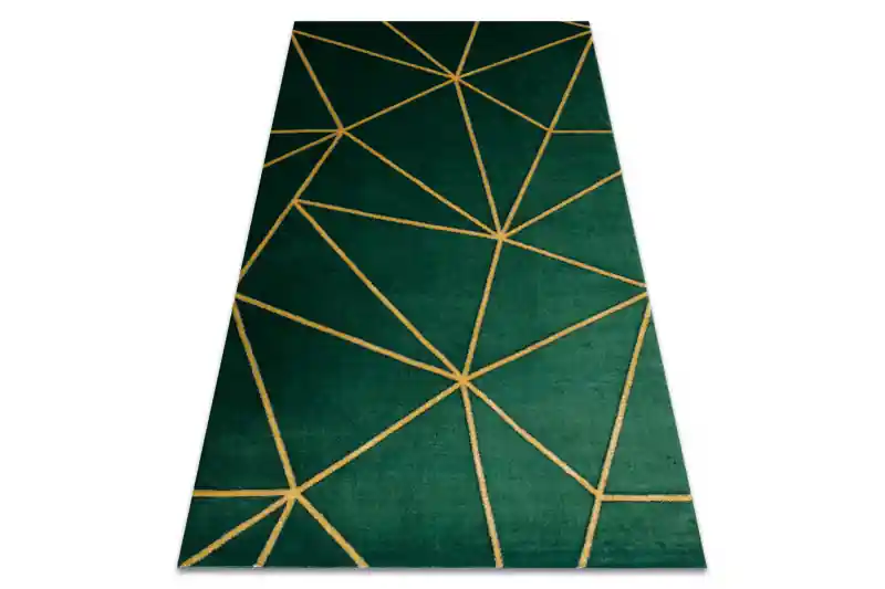Koberec EMERALD exkluzivní 1013 glamour, styl geometrický lahvově zelený/zlatý Sleva
