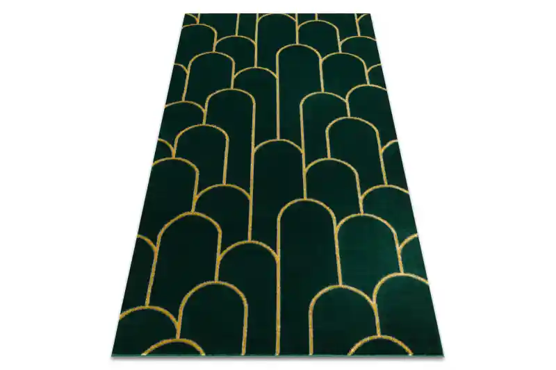 Koberec EMERALD exkluzivní 1021 glamour, styl art deco lahvově zelený / zlatý Akce