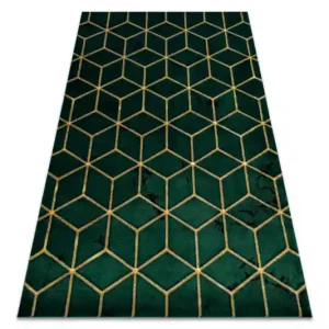 Akční Cena Koberec EMERALD exkluzivní 1014 glamour, styl kostka lahvově zelený / zlatý