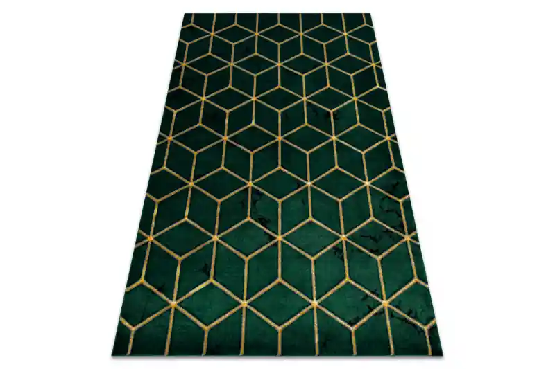 Akční Cena Koberec EMERALD exkluzivní 1014 glamour, styl kostka lahvově zelený / zlatý