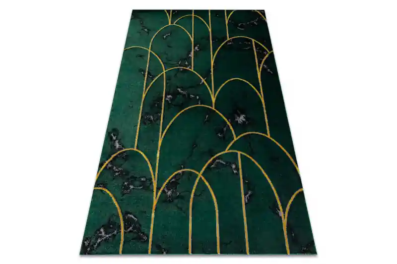 Cenově Výhodný Koberec EMERALD exkluzivní 1016 glamour, styl art deco, marmur lahvově zelený / zlatý