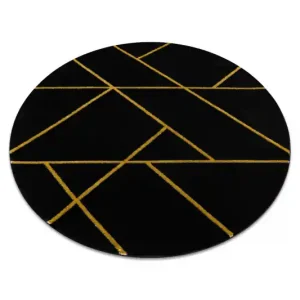 Koberec EMERALD exkluzivní 1012 kruh - glamour, marmur, geometrický černý/zlatý Tovární Cena
