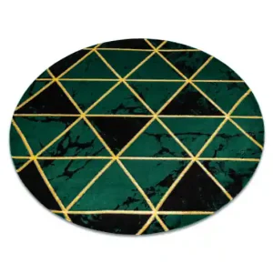 Autentický Koberec EMERALD exkluzivní 1020 kruh - glamour, marmur, trojúhelníky zelený/zlatý