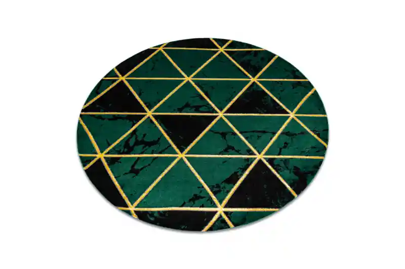 Autentický Koberec EMERALD exkluzivní 1020 kruh - glamour, marmur, trojúhelníky zelený/zlatý