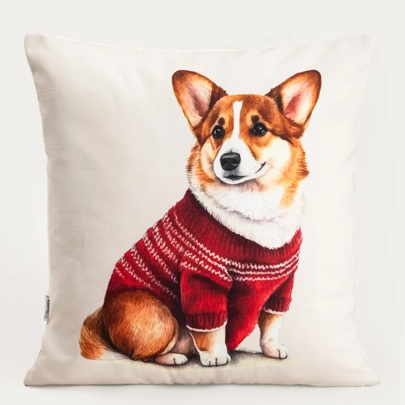 Rychlé Dodání Povlak na polštář CORGI s pejskem 758294