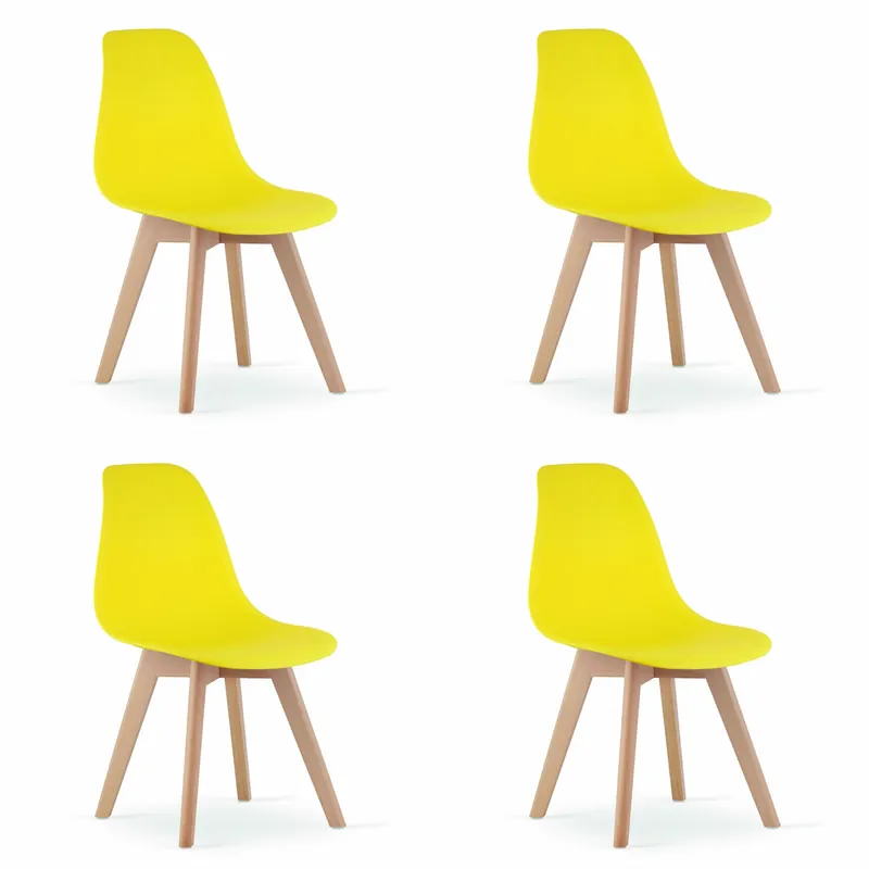 Originální Set čtyř jídelních židlí KITO žluté / naturální nohy (4 ks)