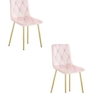 Set dvou jídelních židlí LIBRA sametové světle růžové / kovové nohy (2 ks) Nová Kolekce