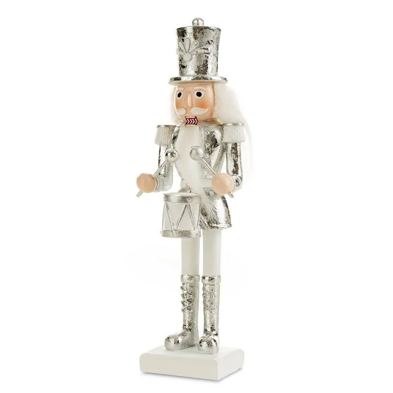Hit Sezóny Vánoční dekorace louskáček FIG 78 B bílá / stříbrná