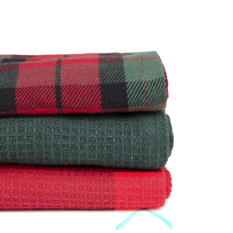 Horká Nabídka Sada kuchyňských utěrek TARTAN červená / zelená 870557