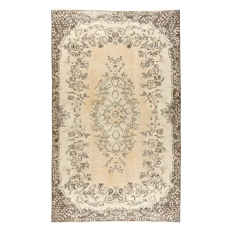 Cenový Hit Ručně tkaný vlněný koberec Vintage 10313 ornament / květiny, béžový / zelený
