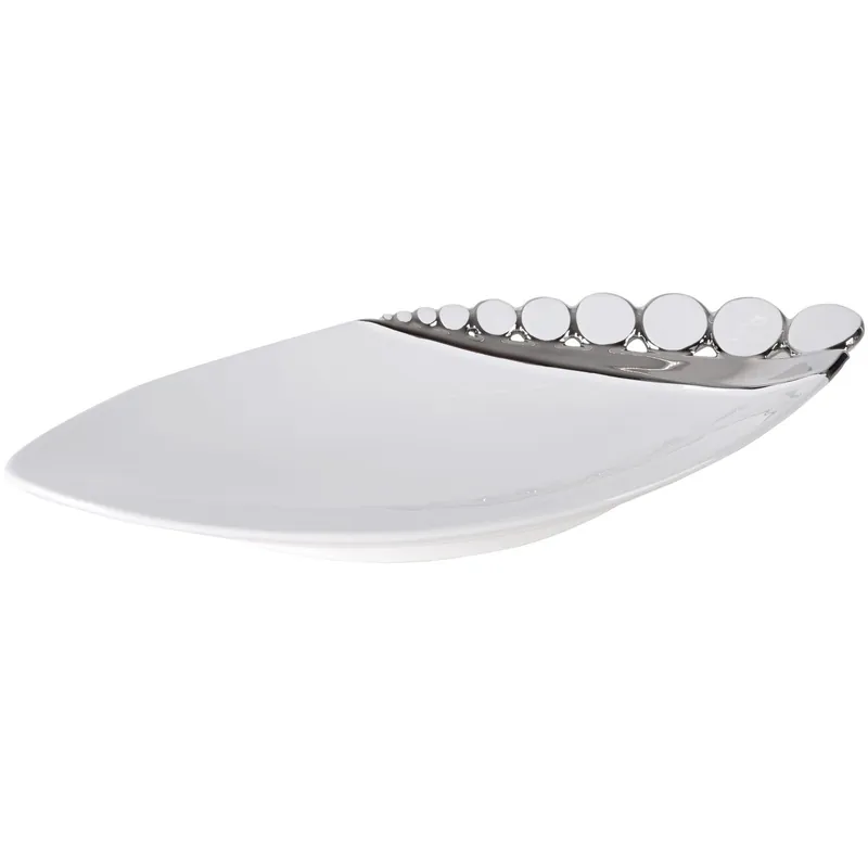 Dekorativní miska EMELIA 02 bílá / stříbrná Nízká Cena
