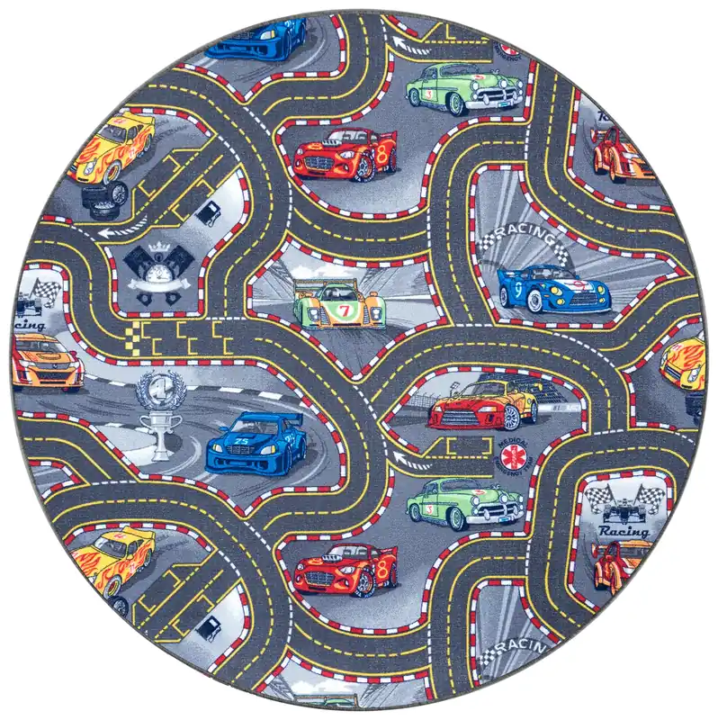 Cenový Hit Koberec Hanse Home Play Race Track šedý / vícebarevný kruh