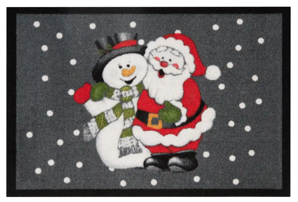 Rohožka Hanse Home Printy Santa and Snowman šedá / červená Cenová Bomba