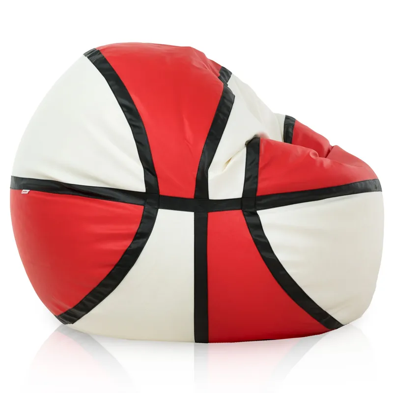 Sedací pytel Basketbal ekokůže, krémový / červený Bezpečná Platba