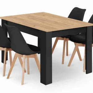 Tovární Cena Jídelní stůl ARTISAN se čtyřmi židlemi MARK černé