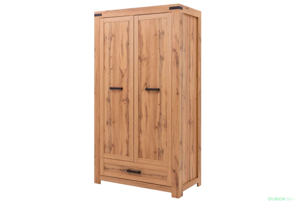 Skříň dvoudveřová se zásuvkou Mortiz 112x210x59.9 cm Dub wotan Ihned K Objednání