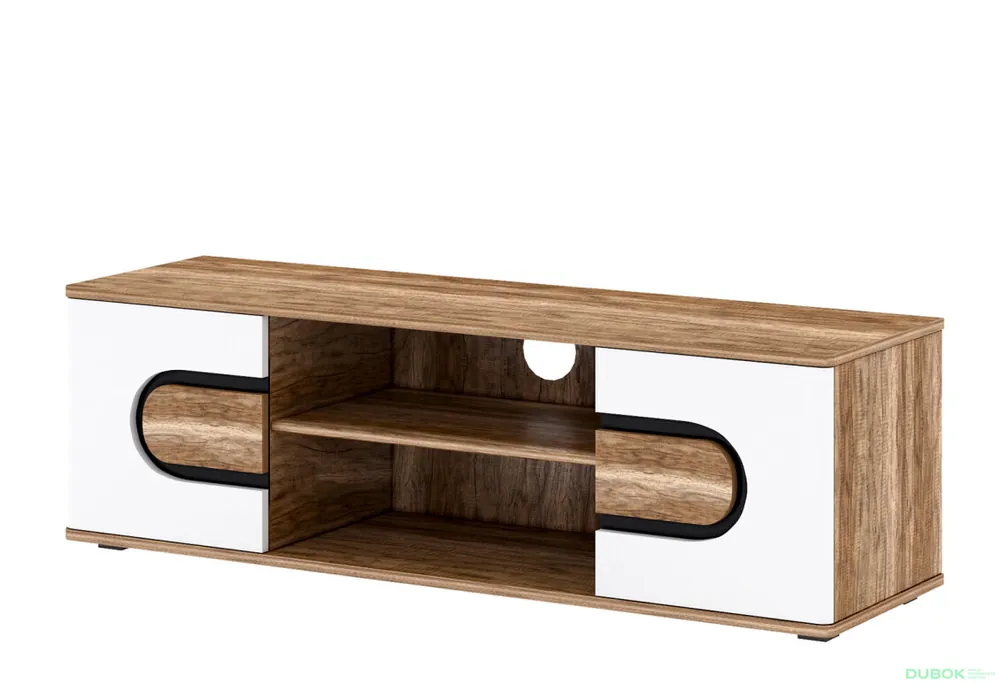 TV stolek 2d dub craft zlatý / bílý lesk Rodan Must-Have