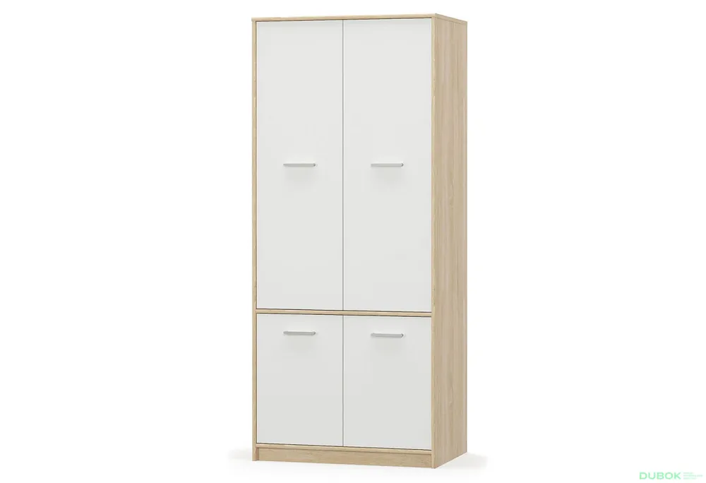 Cenový Hit Skříň čtyřdveřová Tips 83x195x55.3 cm Dub sonoma / Bílý