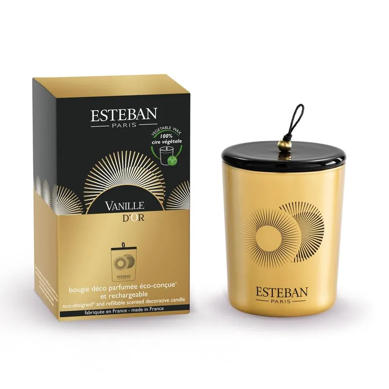 Esteban svíčka ve skle Vanille d’Or 180g s víčkem Autentický