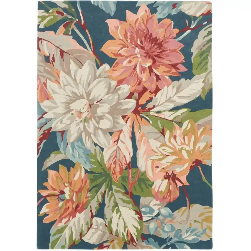 Vlněný kusový koberec Sanderson Dahlia&Rosehit teal 050608 (140 x 200) Autentický