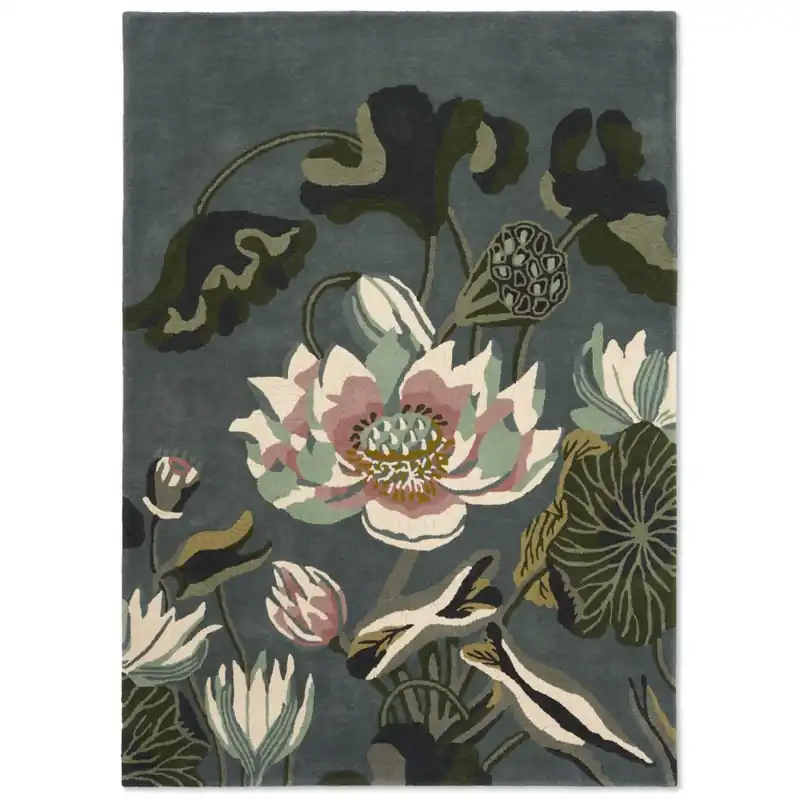 Vlněný květinový koberec Wedgwood Waterlily round midnight pond 038608 (250 x 350) Oblíbený
