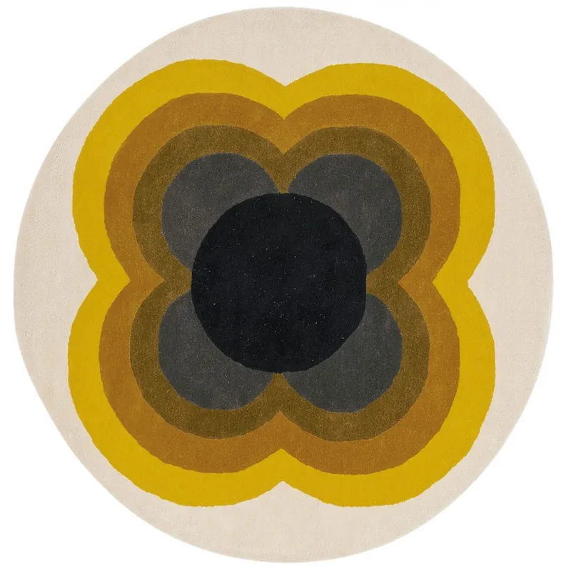 Finální Výprodej Moderní kruhový koberec Orla Kiely Sunflower Yellow 060006 (kruh 200)