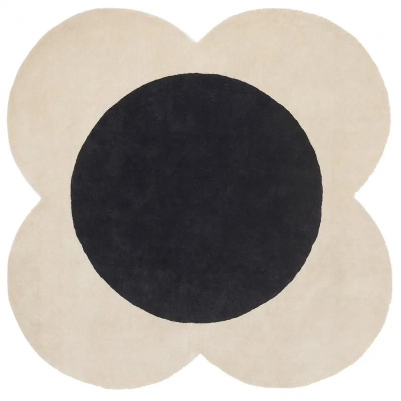 Nová Kolekce Moderní kusový koberec Orla Kiely Flower Spot ecru/black 158409 (kruh 200)