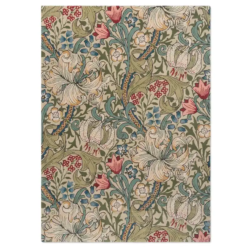 Nejlepší Volba Květinový vlněný koberec Morris & Co Golden Lily green-red 130107 (170 x 240)