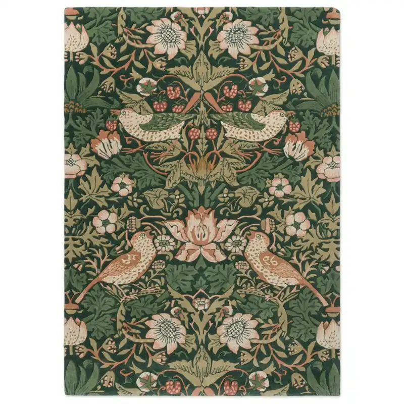 Luxusní květinový koberec Morris & Co Strawberry Thief forest 027707 (170 x 240) Vysoce Kvalitní