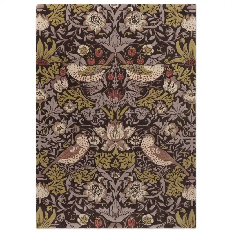 Luxusní květinový koberec Morris & Co Strawberry Thief grape 027705 (250 x 350) Koupit Online