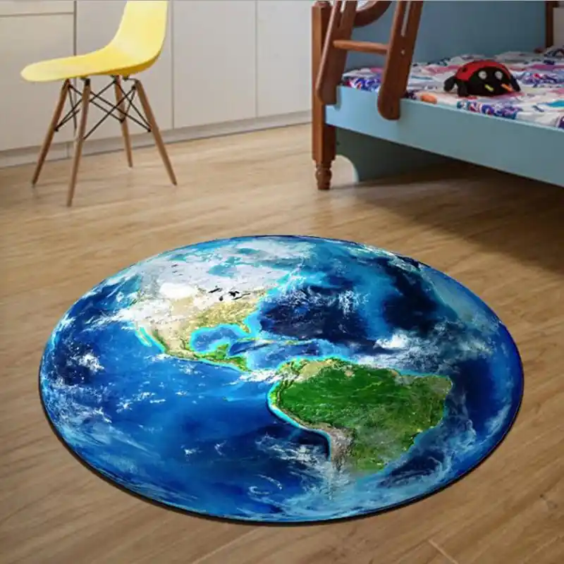 Horká Nabídka Kulatý dětský koberec planeta Země