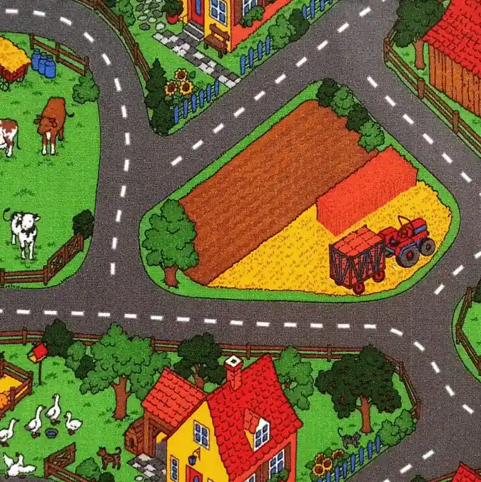Metrážový koberec s městem Happy Village 5201 Originální
