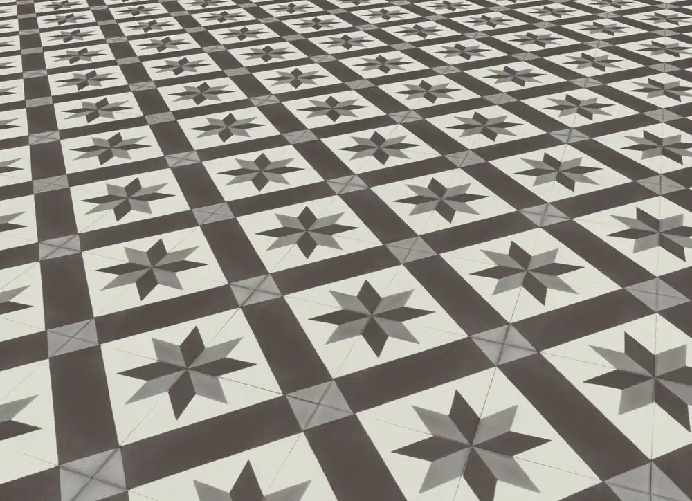 Jen Po Omezenou Doba PVC Taralay Libertex - Gerflor Cordoba Black and White 2226 - retro mozaika