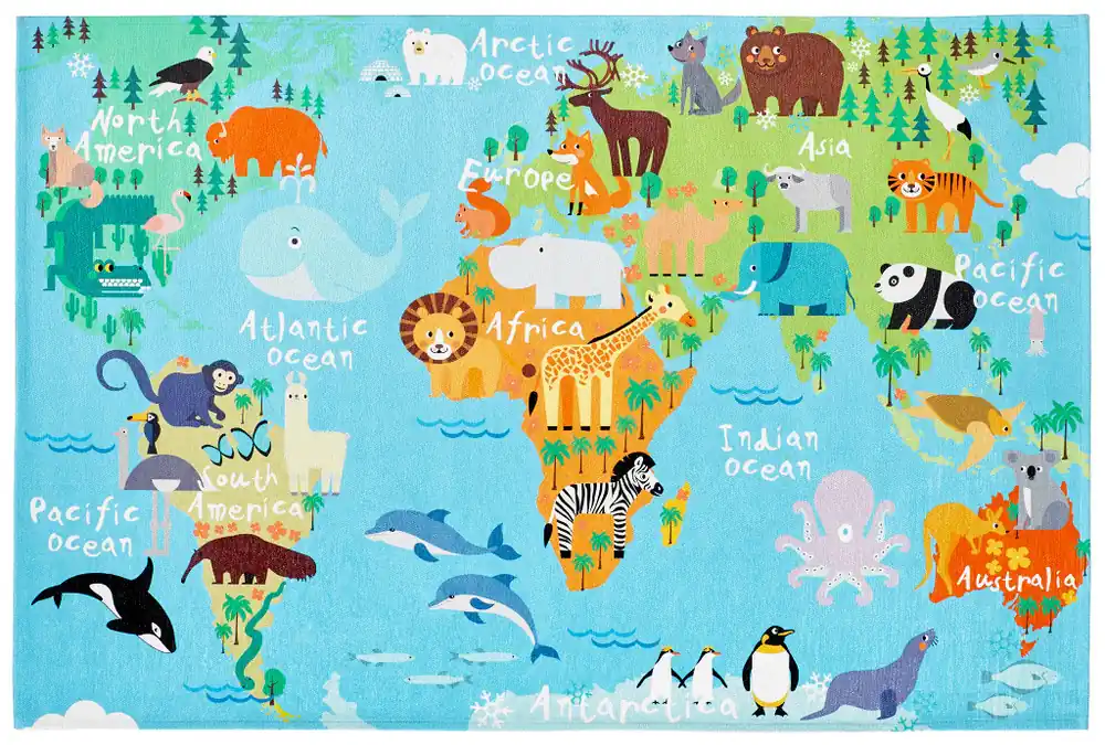 Oblíbený Dětský kusový koberec Torino kids 233 WORLD MAP